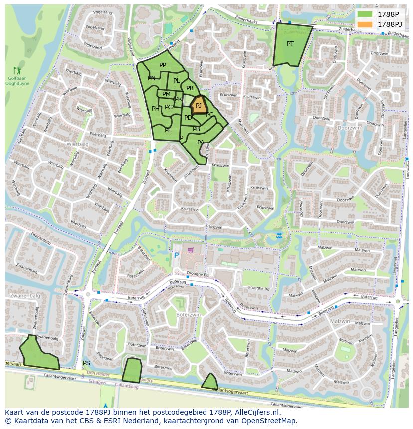 Afbeelding van het postcodegebied 1788 PJ op de kaart.