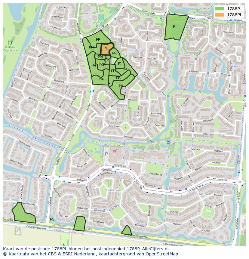 Afbeelding van het postcodegebied 1788 PL op de kaart.