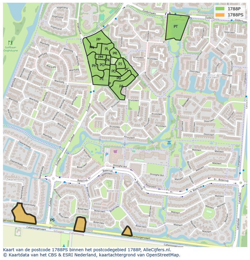 Afbeelding van het postcodegebied 1788 PS op de kaart.