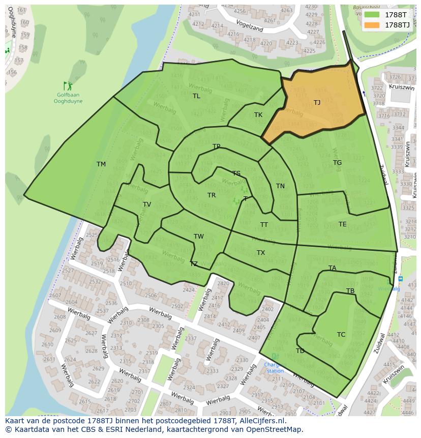 Afbeelding van het postcodegebied 1788 TJ op de kaart.