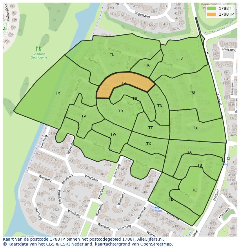 Afbeelding van het postcodegebied 1788 TP op de kaart.