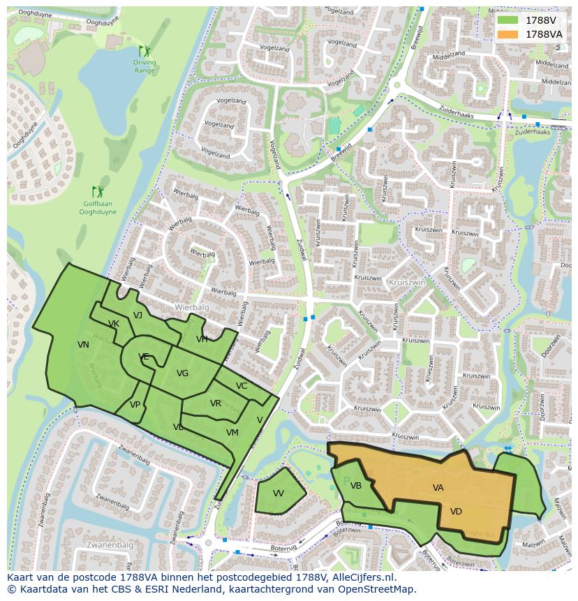Afbeelding van het postcodegebied 1788 VA op de kaart.