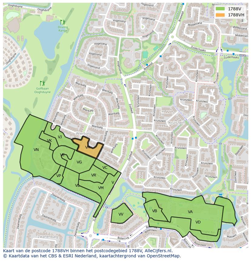 Afbeelding van het postcodegebied 1788 VH op de kaart.