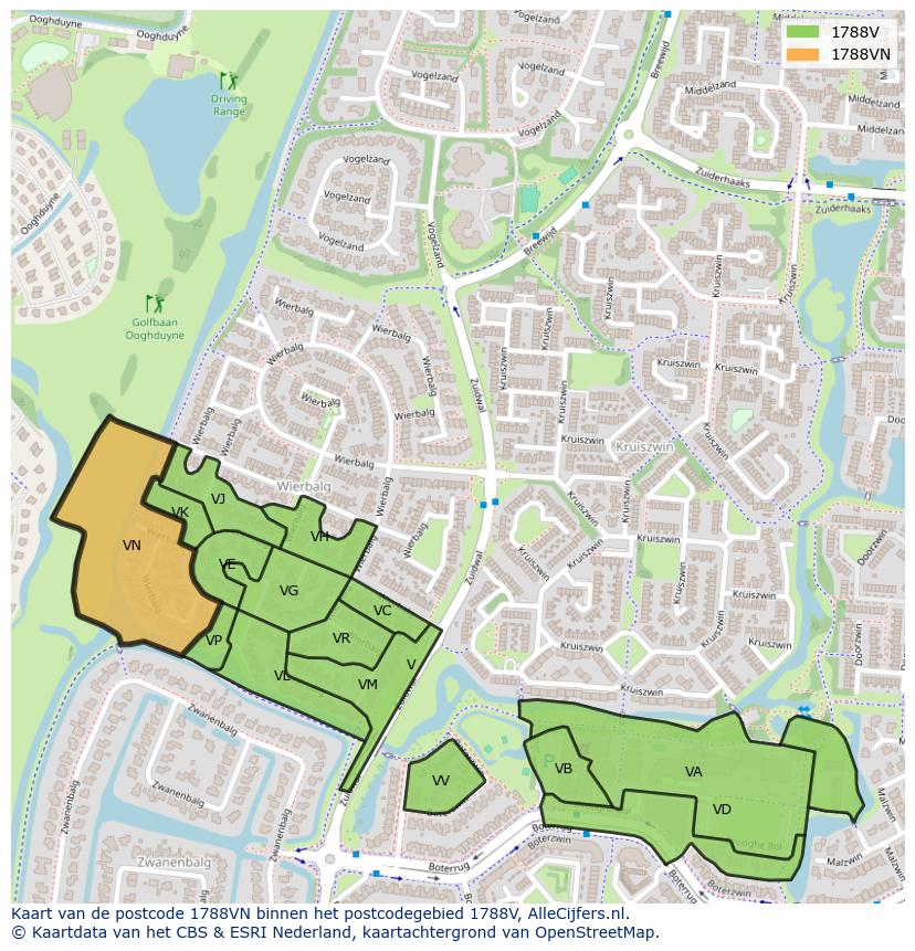 Afbeelding van het postcodegebied 1788 VN op de kaart.