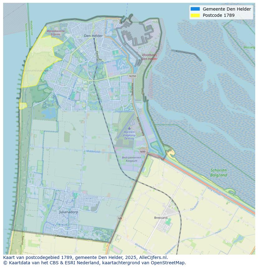 Afbeelding van het postcodegebied 1789 op de kaart.