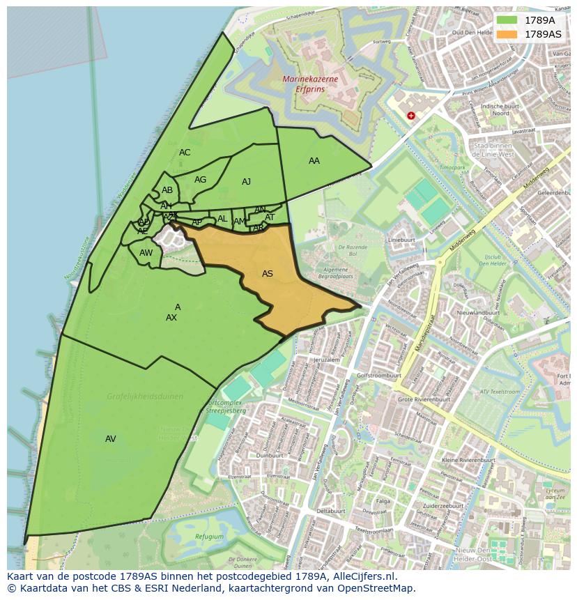 Afbeelding van het postcodegebied 1789 AS op de kaart.