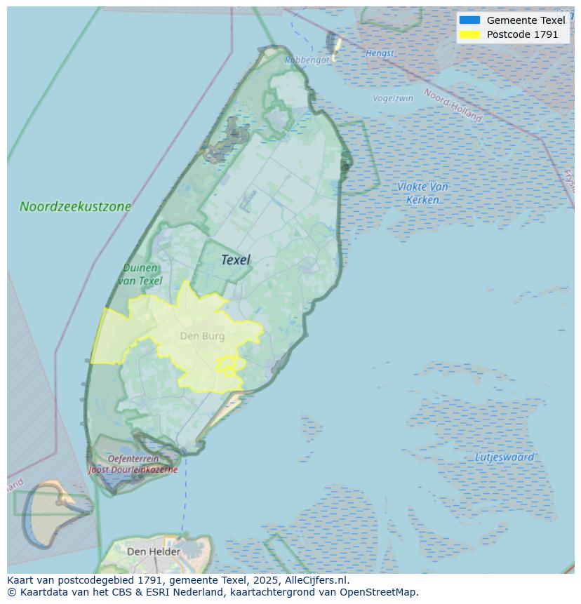 Afbeelding van het postcodegebied 1791 op de kaart.