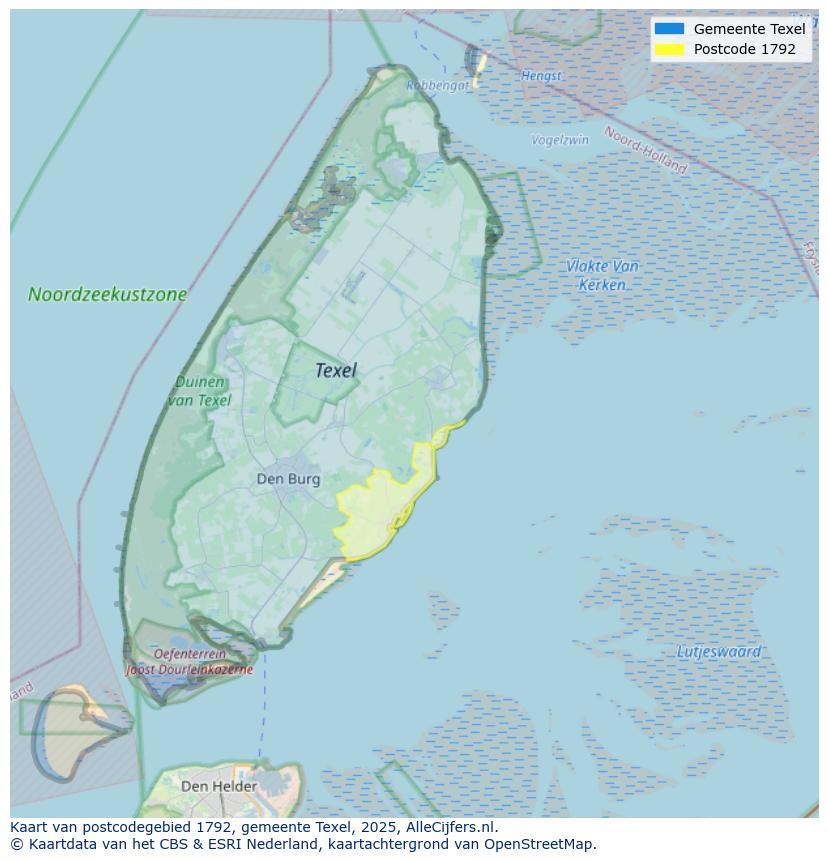 Afbeelding van het postcodegebied 1792 op de kaart.