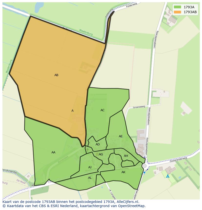 Afbeelding van het postcodegebied 1793 AB op de kaart.