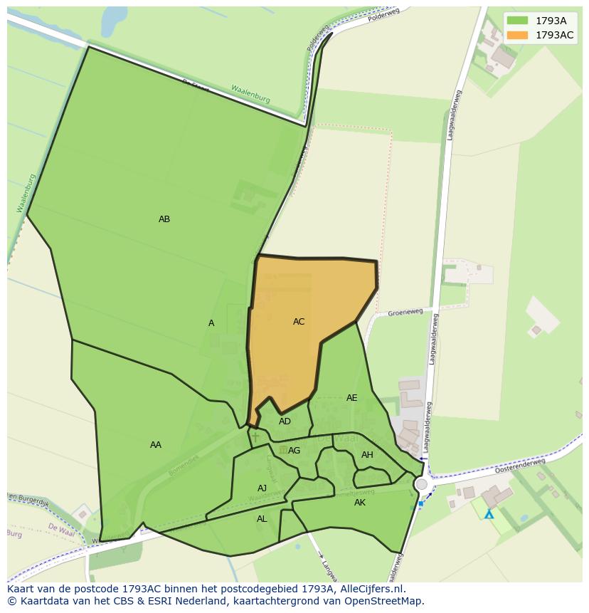 Afbeelding van het postcodegebied 1793 AC op de kaart.