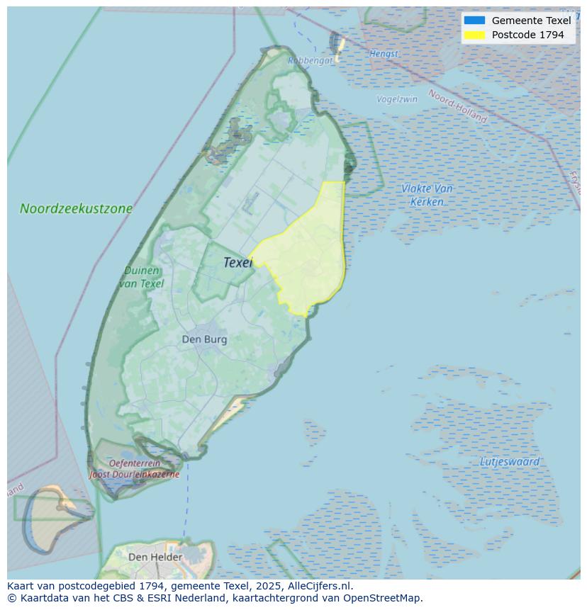 Afbeelding van het postcodegebied 1794 op de kaart.