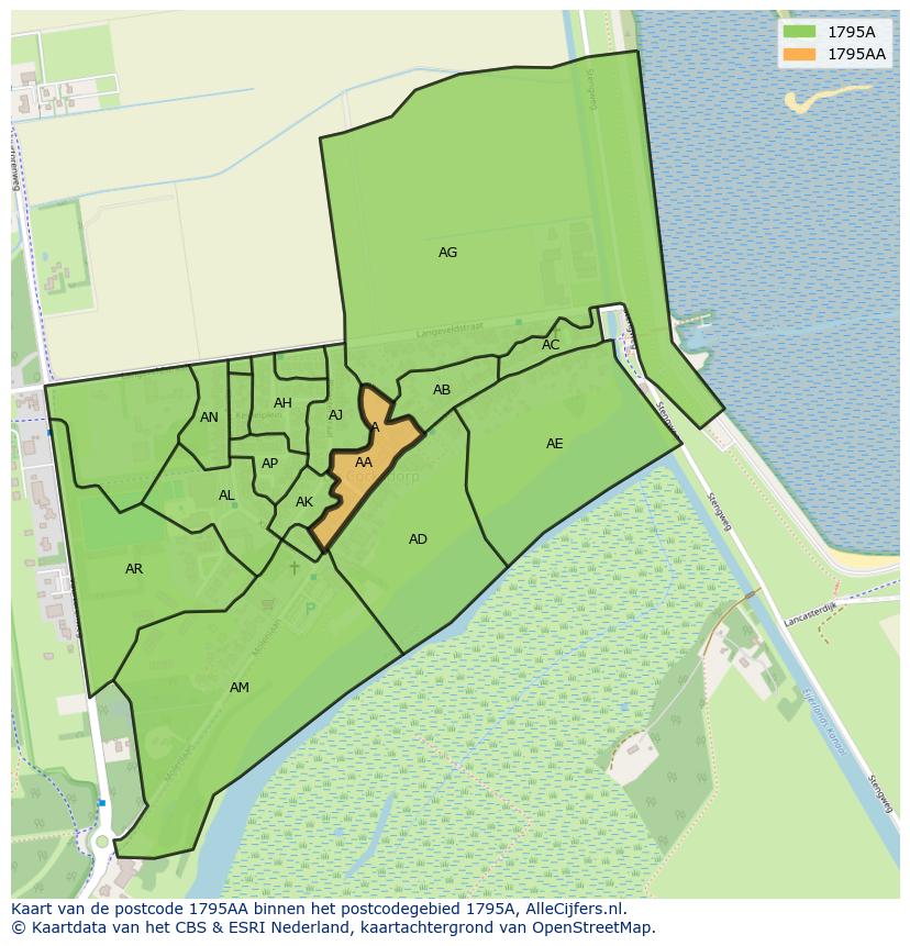 Afbeelding van het postcodegebied 1795 AA op de kaart.