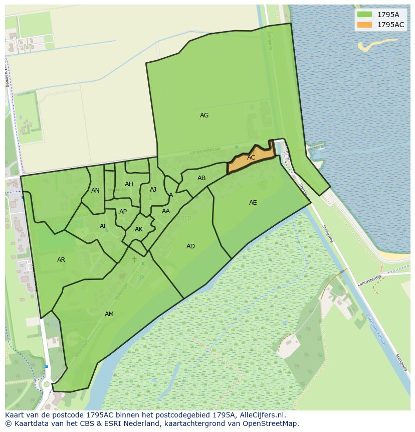 Afbeelding van het postcodegebied 1795 AC op de kaart.