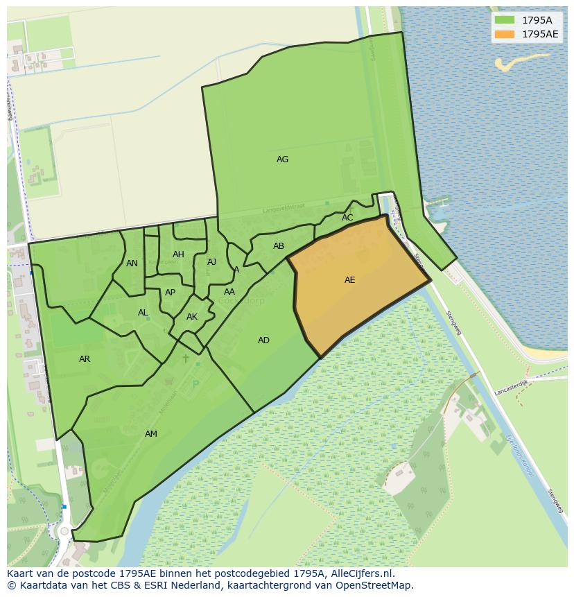 Afbeelding van het postcodegebied 1795 AE op de kaart.