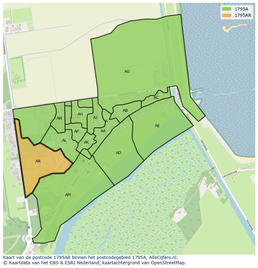 Afbeelding van het postcodegebied 1795 AR op de kaart.
