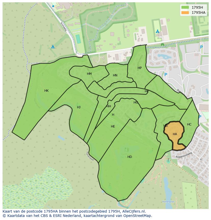 Afbeelding van het postcodegebied 1795 HA op de kaart.