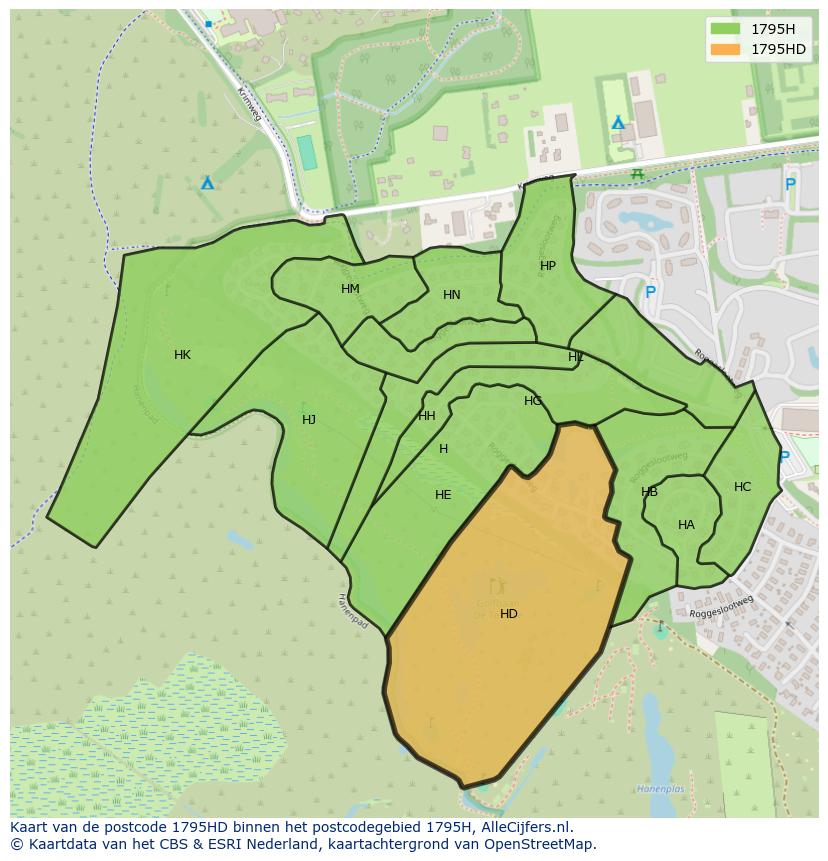 Afbeelding van het postcodegebied 1795 HD op de kaart.