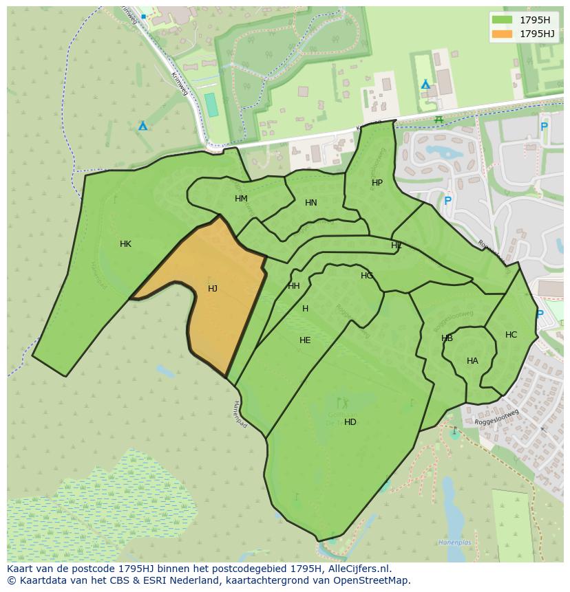 Afbeelding van het postcodegebied 1795 HJ op de kaart.