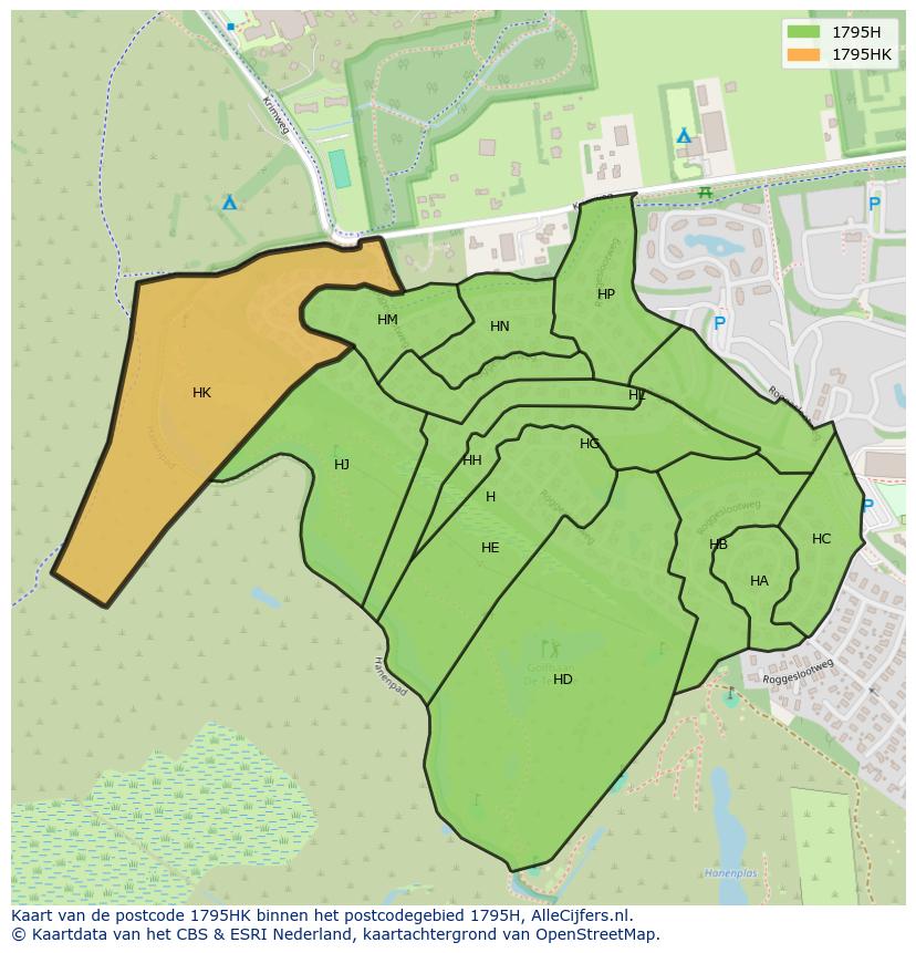 Afbeelding van het postcodegebied 1795 HK op de kaart.