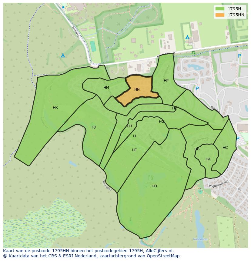 Afbeelding van het postcodegebied 1795 HN op de kaart.