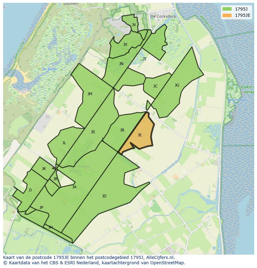 Afbeelding van het postcodegebied 1795 JE op de kaart.