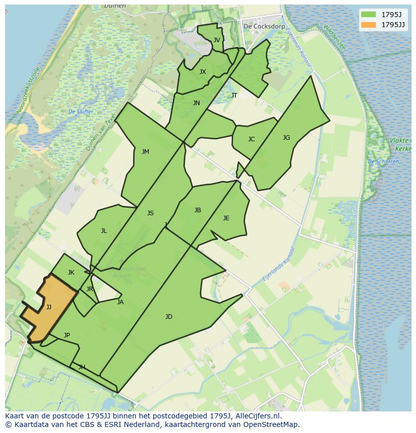 Afbeelding van het postcodegebied 1795 JJ op de kaart.