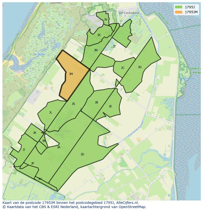 Afbeelding van het postcodegebied 1795 JM op de kaart.