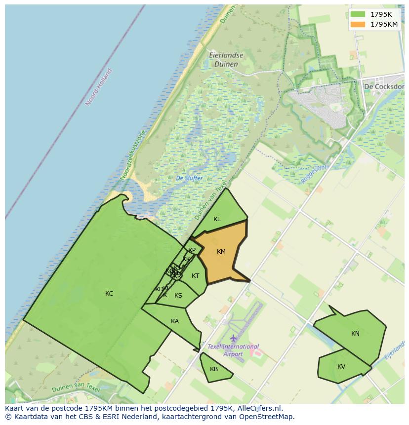 Afbeelding van het postcodegebied 1795 KM op de kaart.