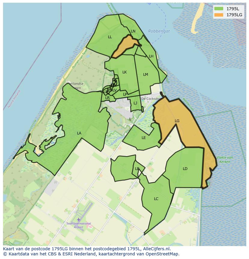 Afbeelding van het postcodegebied 1795 LG op de kaart.
