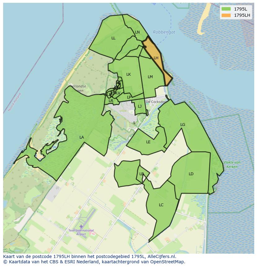 Afbeelding van het postcodegebied 1795 LH op de kaart.