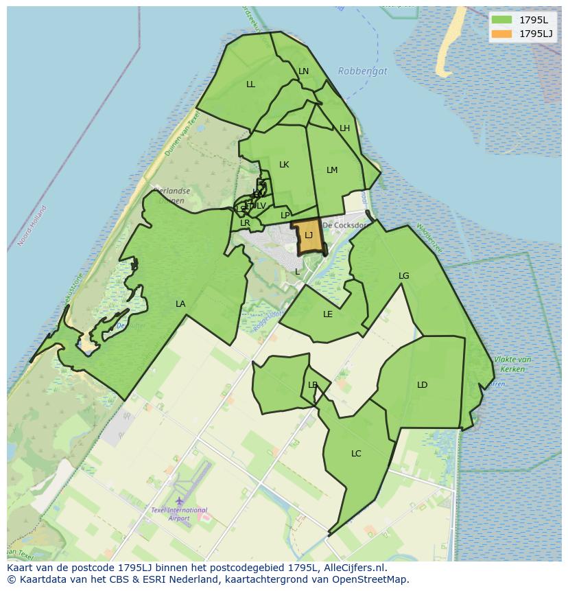 Afbeelding van het postcodegebied 1795 LJ op de kaart.