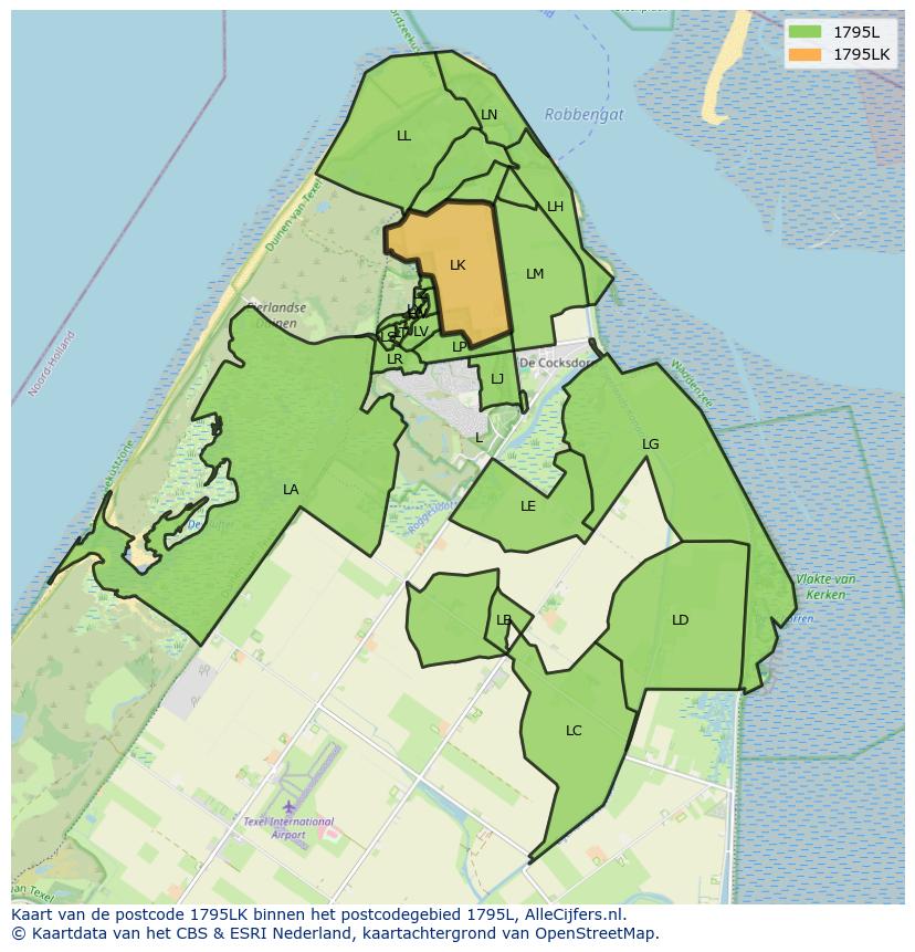 Afbeelding van het postcodegebied 1795 LK op de kaart.