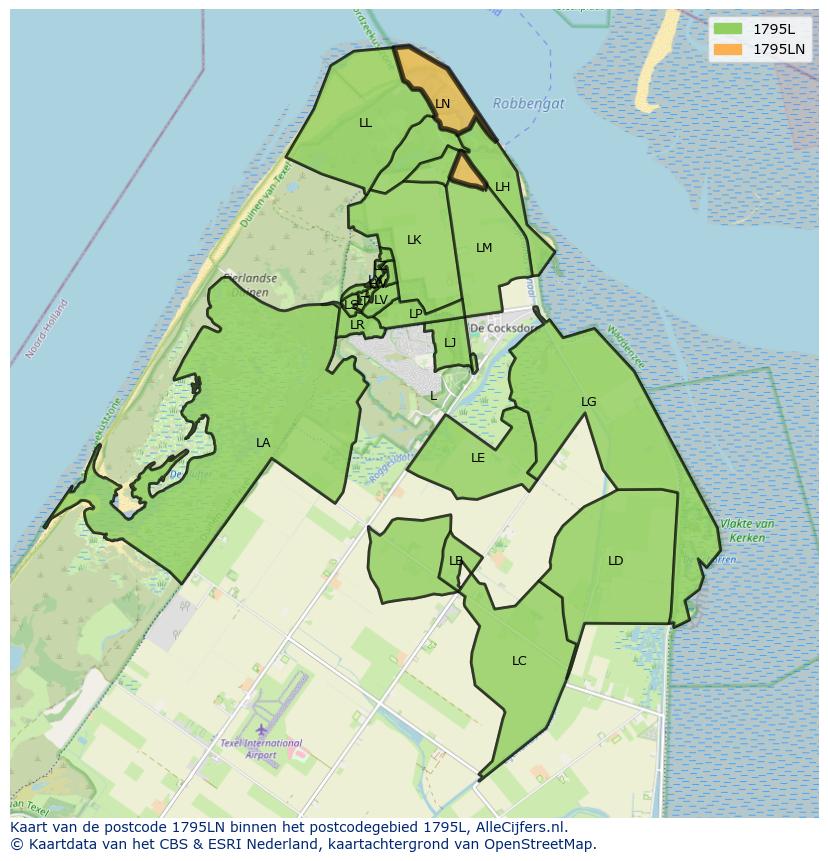 Afbeelding van het postcodegebied 1795 LN op de kaart.