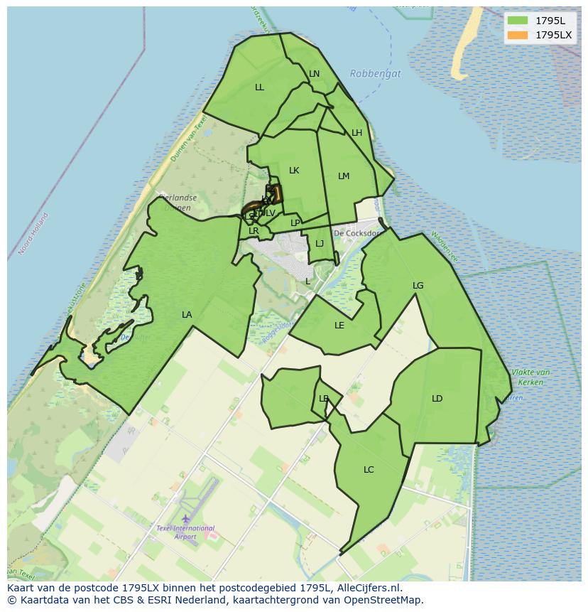 Afbeelding van het postcodegebied 1795 LX op de kaart.