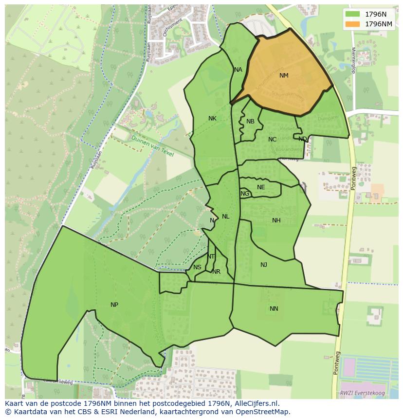 Afbeelding van het postcodegebied 1796 NM op de kaart.
