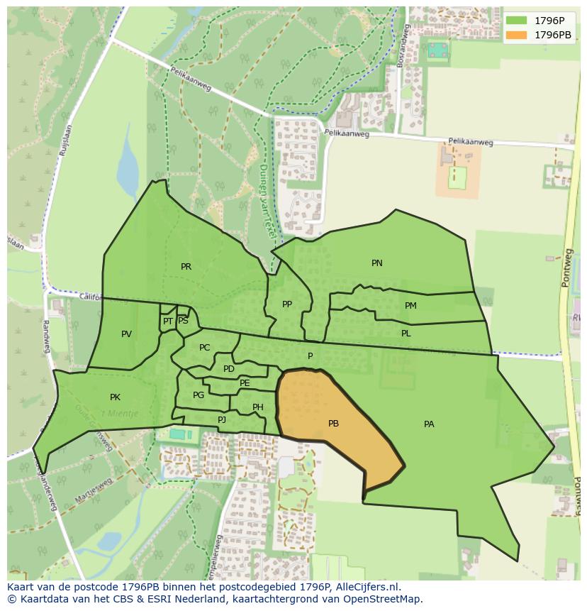 Afbeelding van het postcodegebied 1796 PB op de kaart.