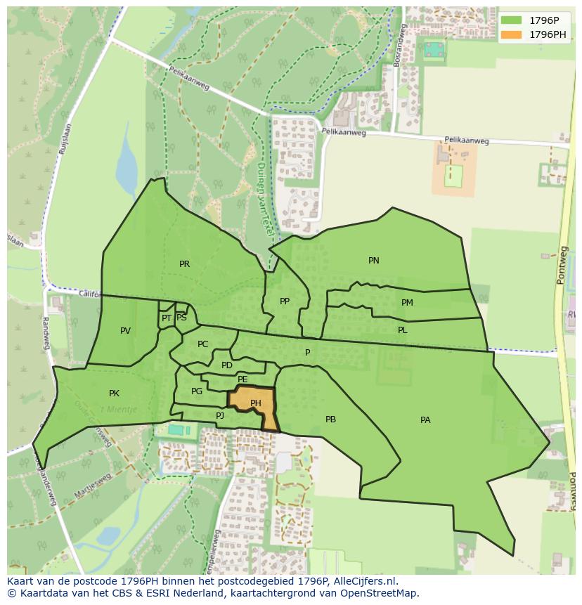 Afbeelding van het postcodegebied 1796 PH op de kaart.