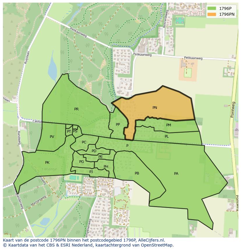 Afbeelding van het postcodegebied 1796 PN op de kaart.