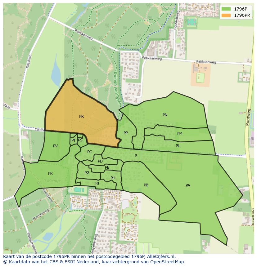 Afbeelding van het postcodegebied 1796 PR op de kaart.