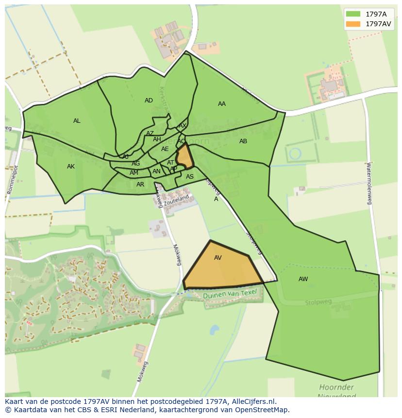 Afbeelding van het postcodegebied 1797 AV op de kaart.