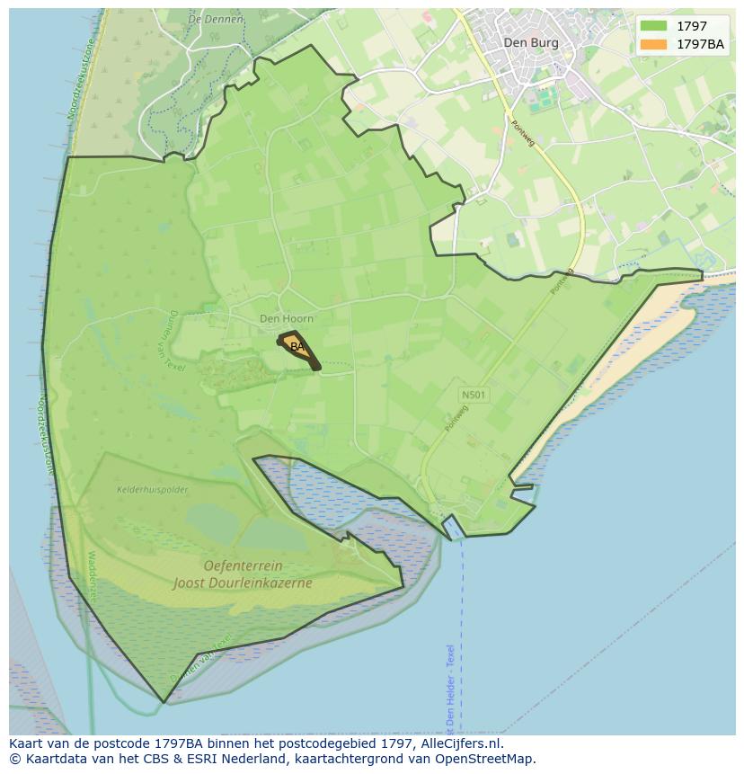 Afbeelding van het postcodegebied 1797 BA op de kaart.