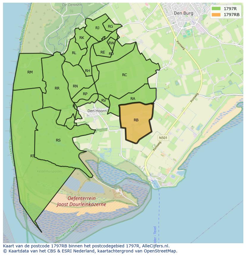 Afbeelding van het postcodegebied 1797 RB op de kaart.