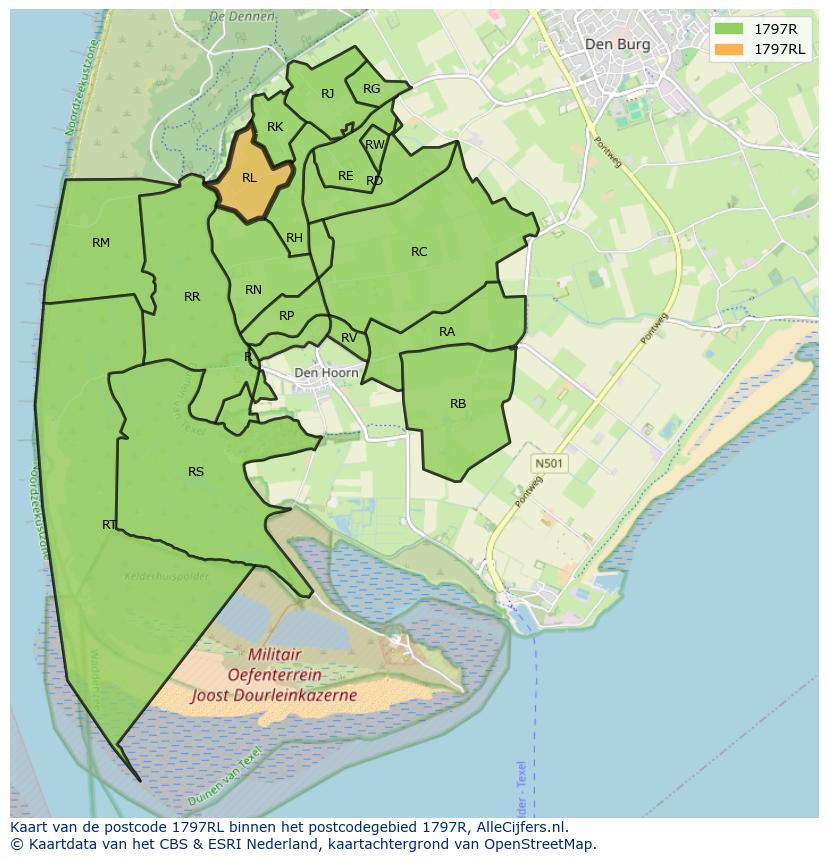 Afbeelding van het postcodegebied 1797 RL op de kaart.
