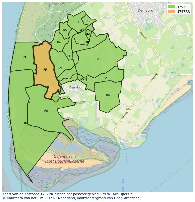 Afbeelding van het postcodegebied 1797 RR op de kaart.