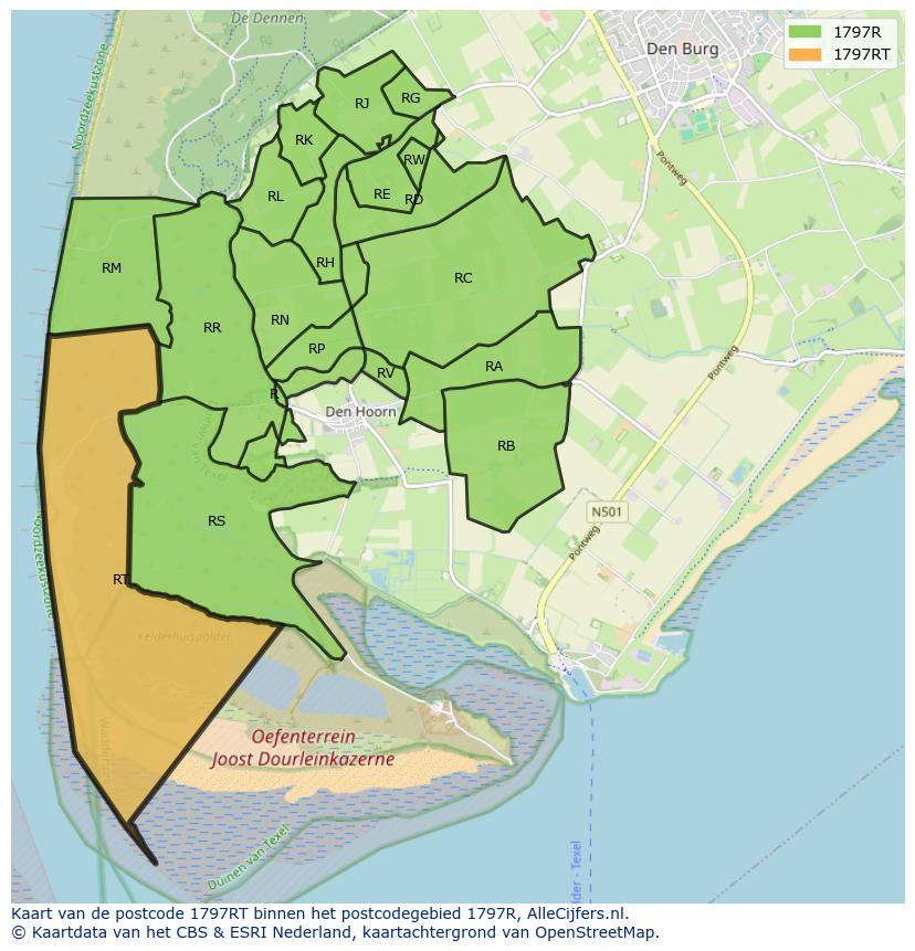 Afbeelding van het postcodegebied 1797 RT op de kaart.