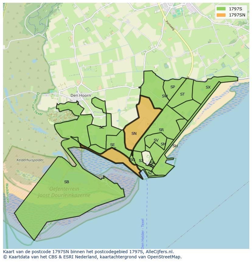 Afbeelding van het postcodegebied 1797 SN op de kaart.