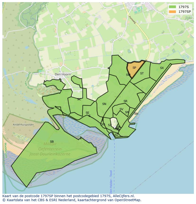 Afbeelding van het postcodegebied 1797 SP op de kaart.