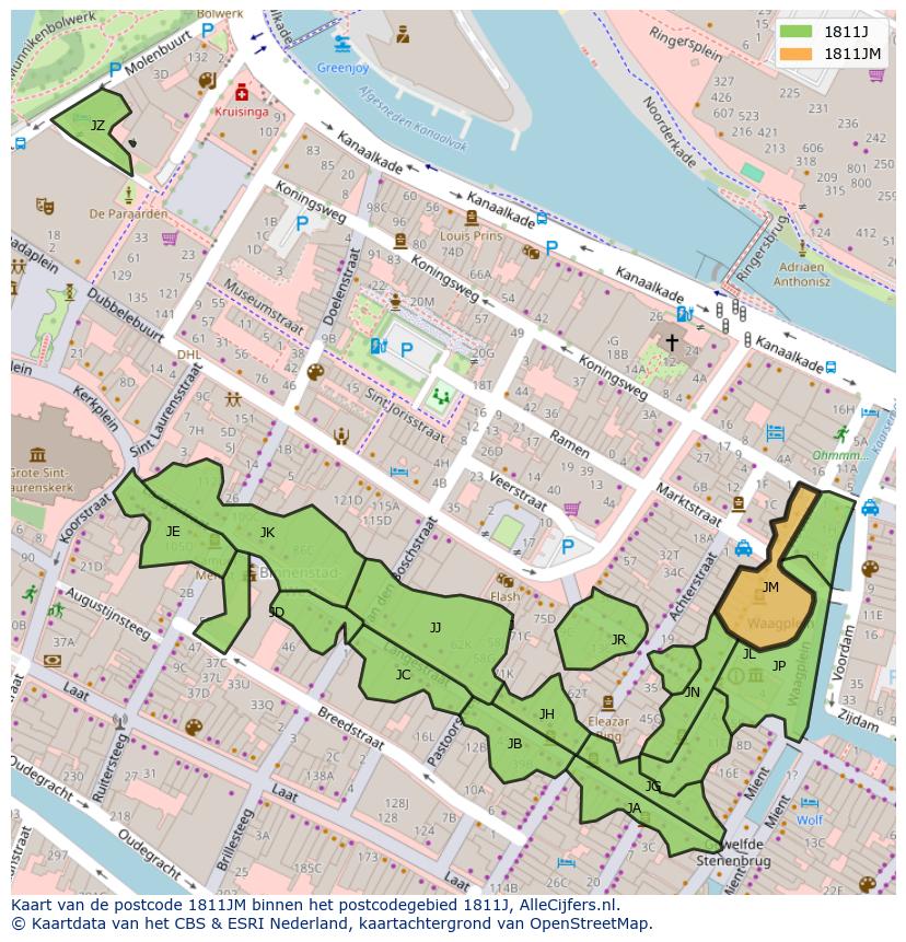 Afbeelding van het postcodegebied 1811 JM op de kaart.