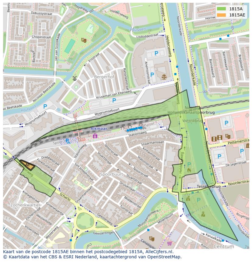 Afbeelding van het postcodegebied 1815 AE op de kaart.