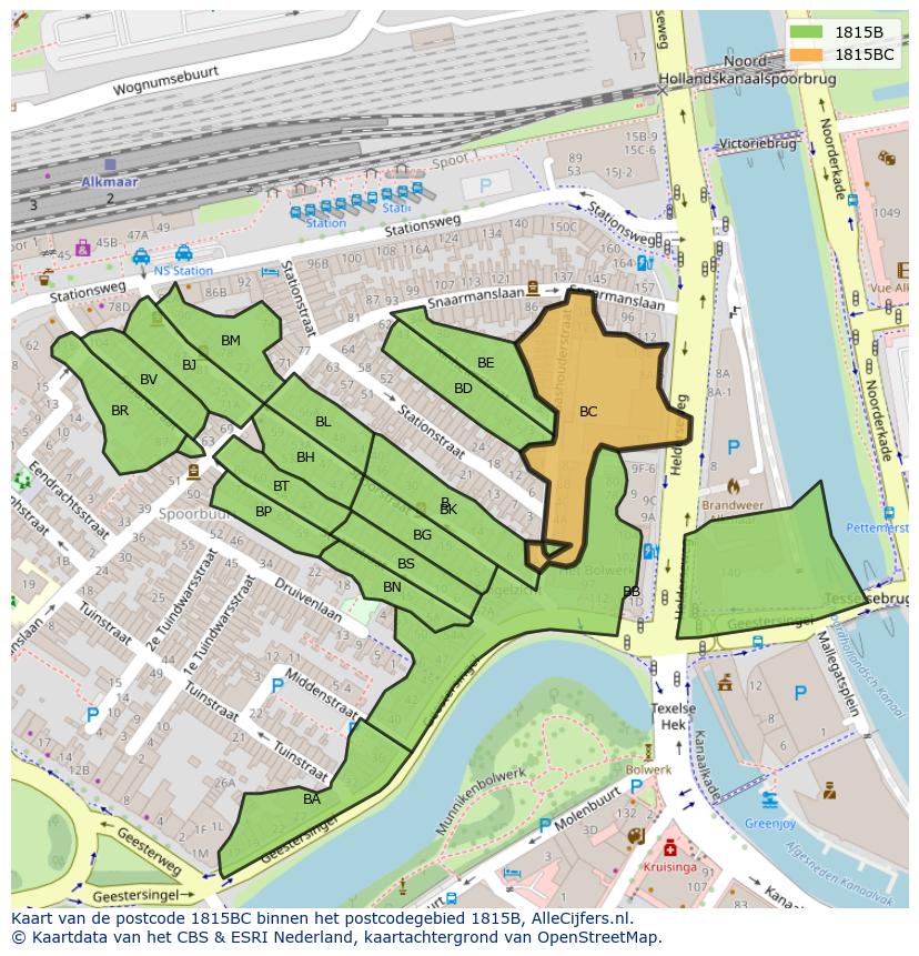 Afbeelding van het postcodegebied 1815 BC op de kaart.